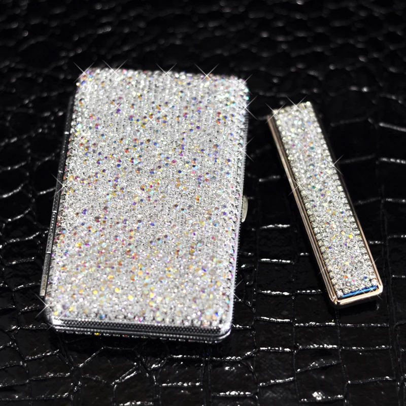 Bling Crystal USB Charging Double-sided Diamond Lighter Windproof Flameless Electronic Cigar Cigarette No gas Electric Lighters