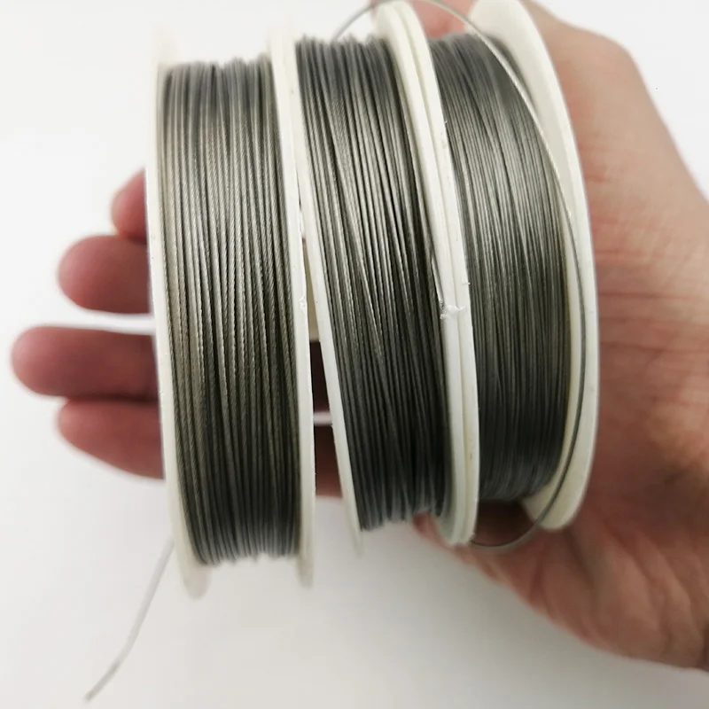 HGKLBB 스테인레스 스틸 와이어 0.3 1.0mm 구슬 로프 코드 낚시 스레드 문자열 DIY 목걸이 팔찌 쥬얼리 결과 만들기