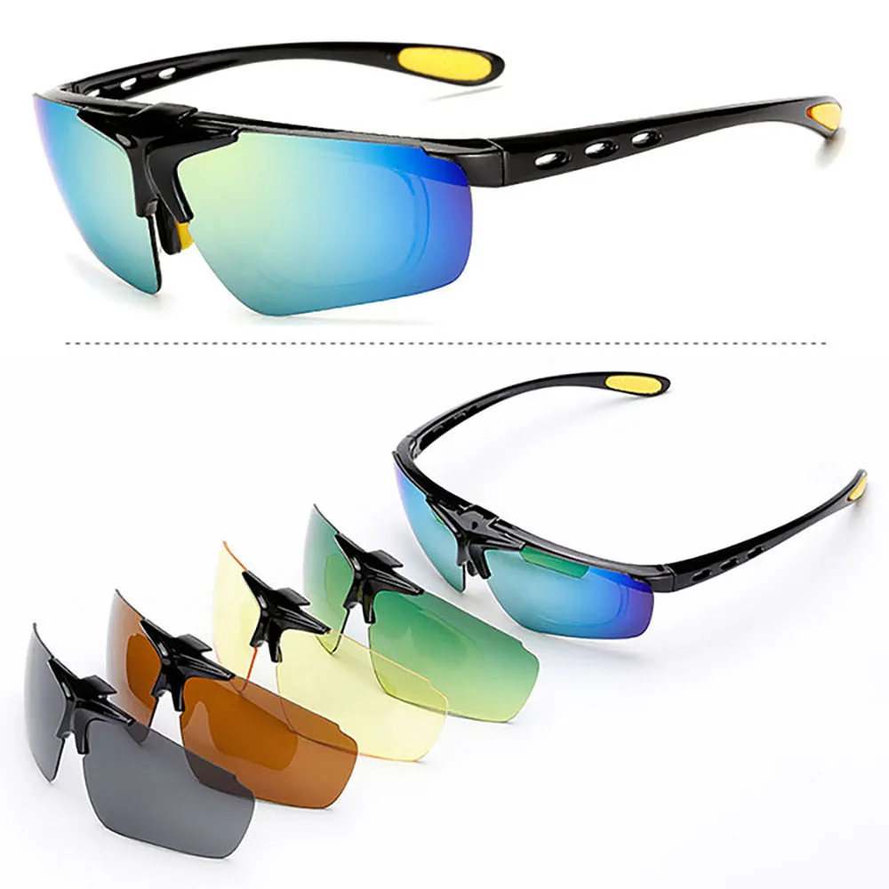 

Cycling glasses 5 lens sets outdoor movement riding glasses flipping Polarized light discoloration sunglasses