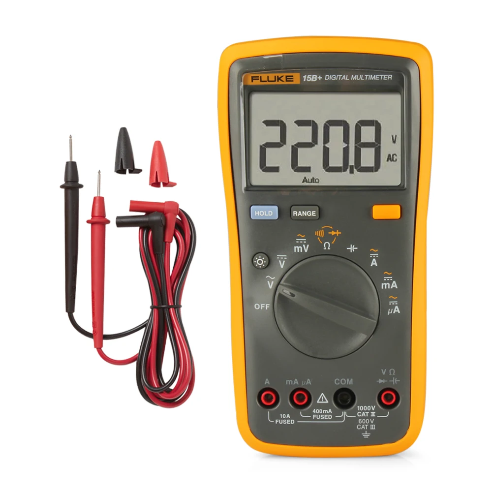 FLUKE F15B+ цифровой мультиметр Профессиональный 4000 отсчетов портативный мультиметр тестер Портативный Вольтметр Амперметр измеритель напряжения