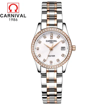 

Carnival women watch quartz luxury watches stainless steel watch brand Inlaid zircon female form waterproof girl watch