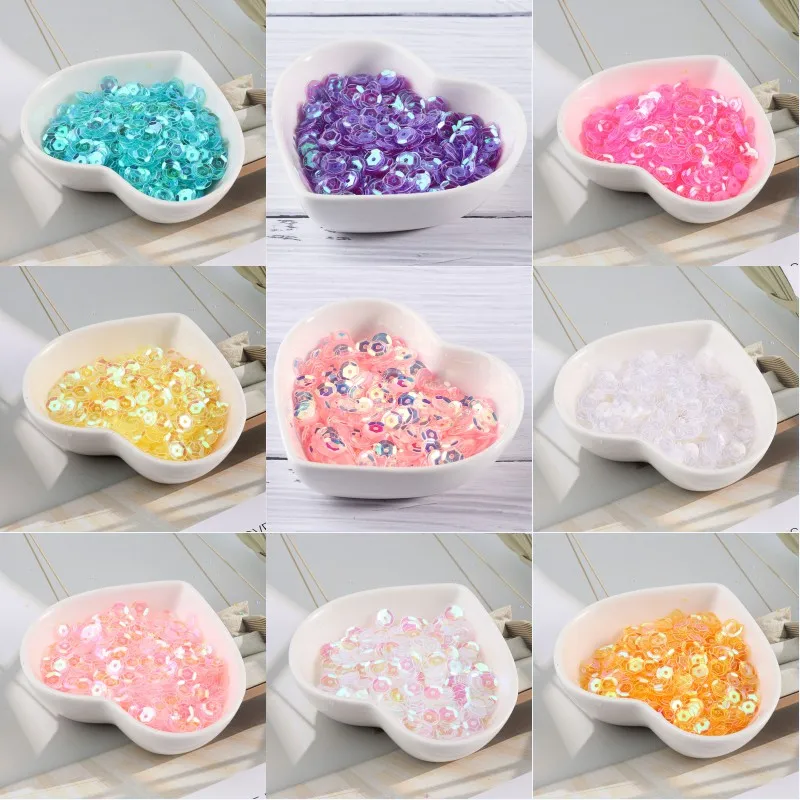 

10g/Lot New Colors 4mm/5mm/6mm/8mm Sequin PVC Round Cup Sequins Paillettes Sewing Wedding Crafts, Women Garments Accessories