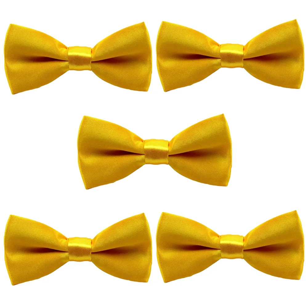 Yellow-5 PCS Детские школьные вечерние однотонные галстуки-бабочки для маленьких мальчиков, 5 шт., BWTYY1005 - Цвет: Yellow-5 PCS
