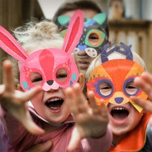 Детская забавная обучающая игрушка, 3D мультяшная маска животного, сделай сам, оригами, лесным узором, игрушки для детей