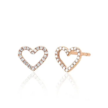 

LOZRUNVE Trendy Jewelry 925 Sterling Silver Pave Diamond Open Heart Stud Earring