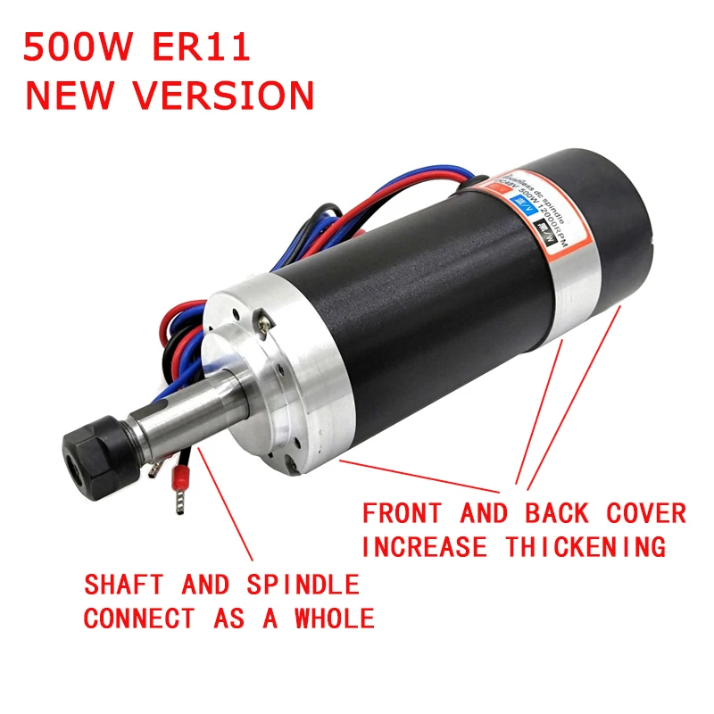 500 Вт/кВт ER11 ER16 бесщеточный мотор шпинделя постоянного тока+ 20-50VDC Драйвер шагового двигателя+ 48VDC 12A источник питания+ 55 мм зажим с винтами