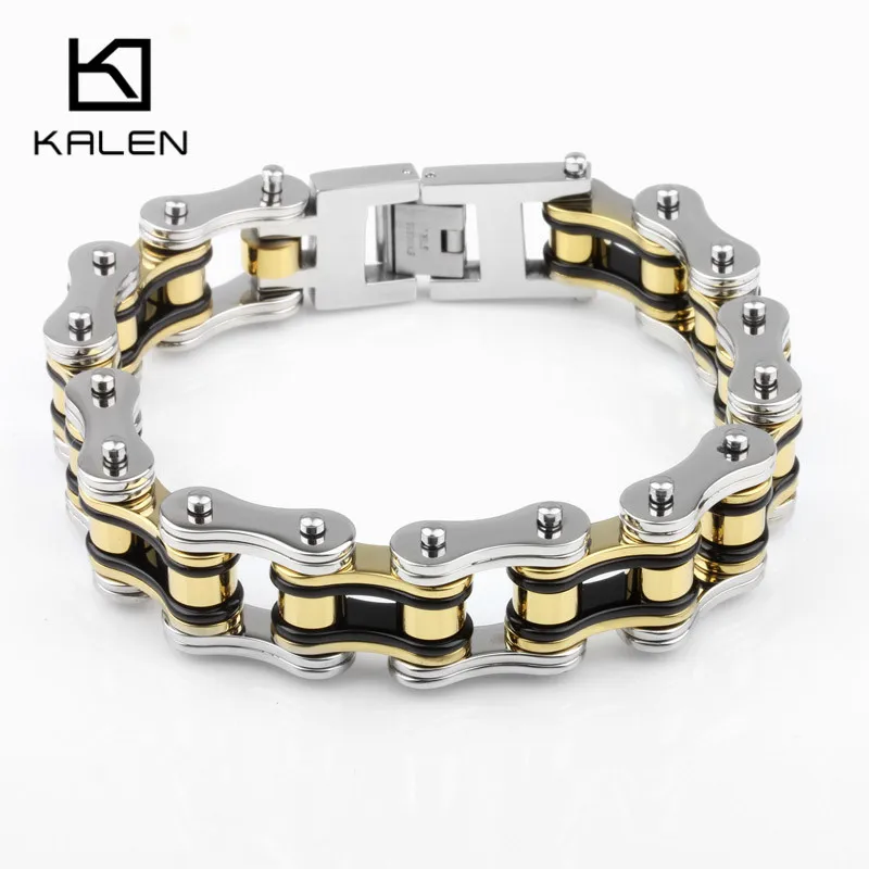 Мужские браслеты из нержавеющей стали на велосипедной цепочке 22 см, мотоциклетные браслеты на цепочке и браслеты, модные мужские ювелирные изделия