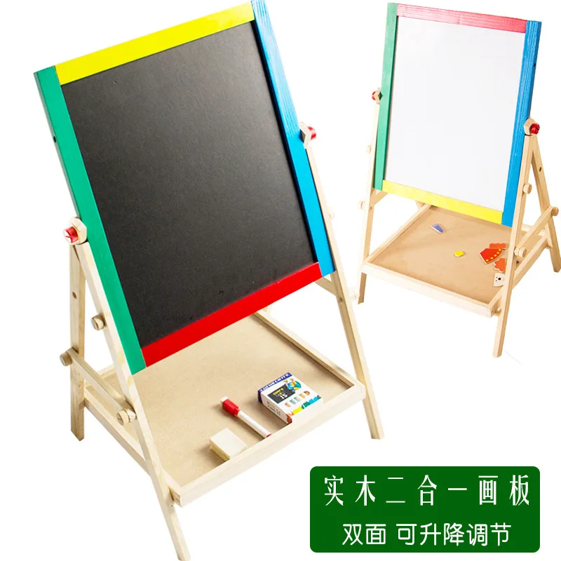 

Environmentally Friendly Solid Wood Children Double-Sided Sketchpad Easel Set Small Blackboard Braced Baby Painting Writing Boar