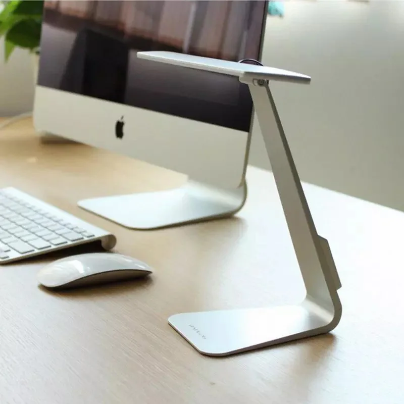 USB портативная настольная лампа, модный тонкий светодиодный ночник с зарядкой, минималистичный Настольный светильник для кормящих глаз, обучающий рабочий настольный светильник, s светильник ing - Цвет корпуса: Серебристый