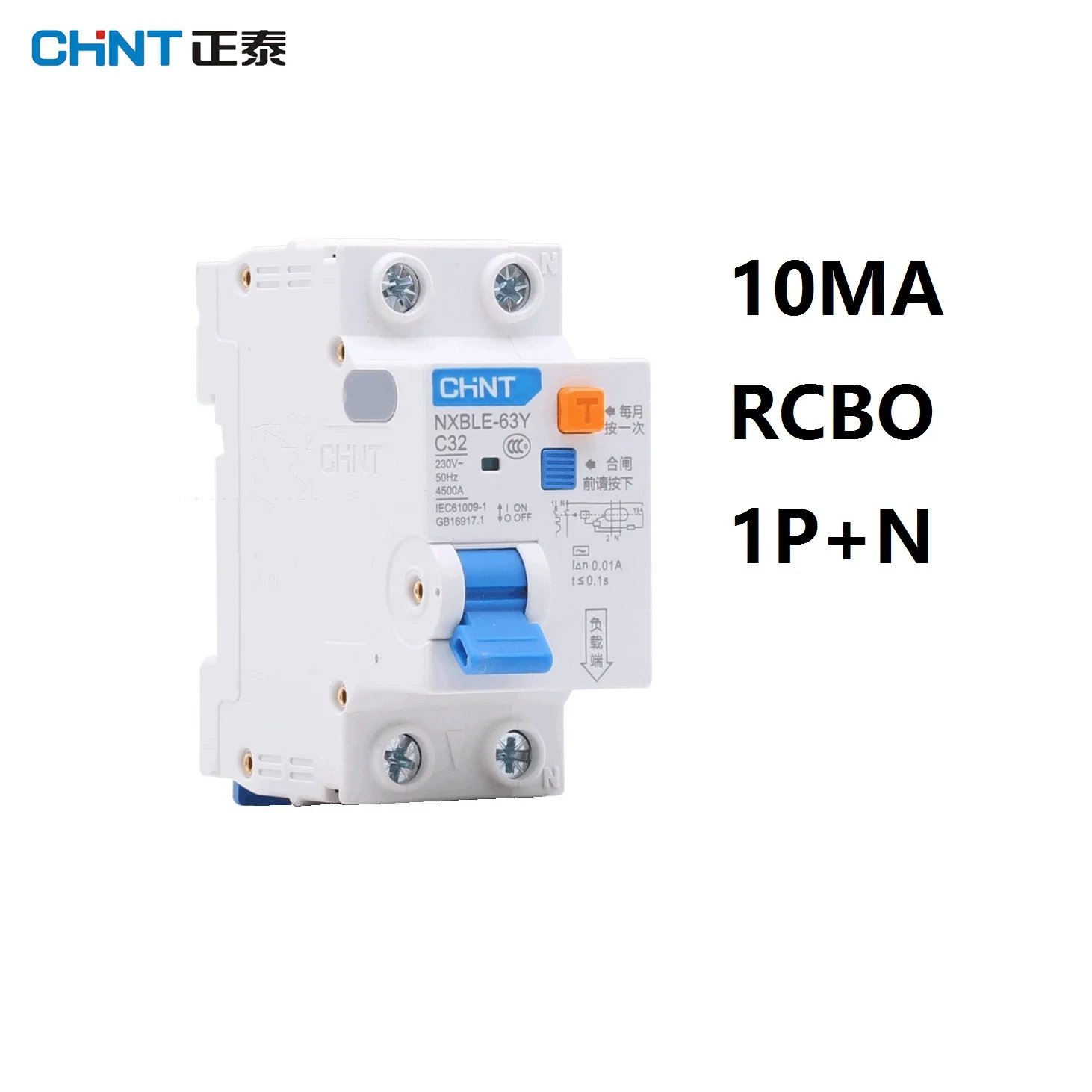 CHINT NXBLE-63Y 6A 10A 16A 32A 63A 10MA 30MA 0.03A 0.01A RCBO 1P+N Residual Current Circuit Breaker Over Leakage Protection