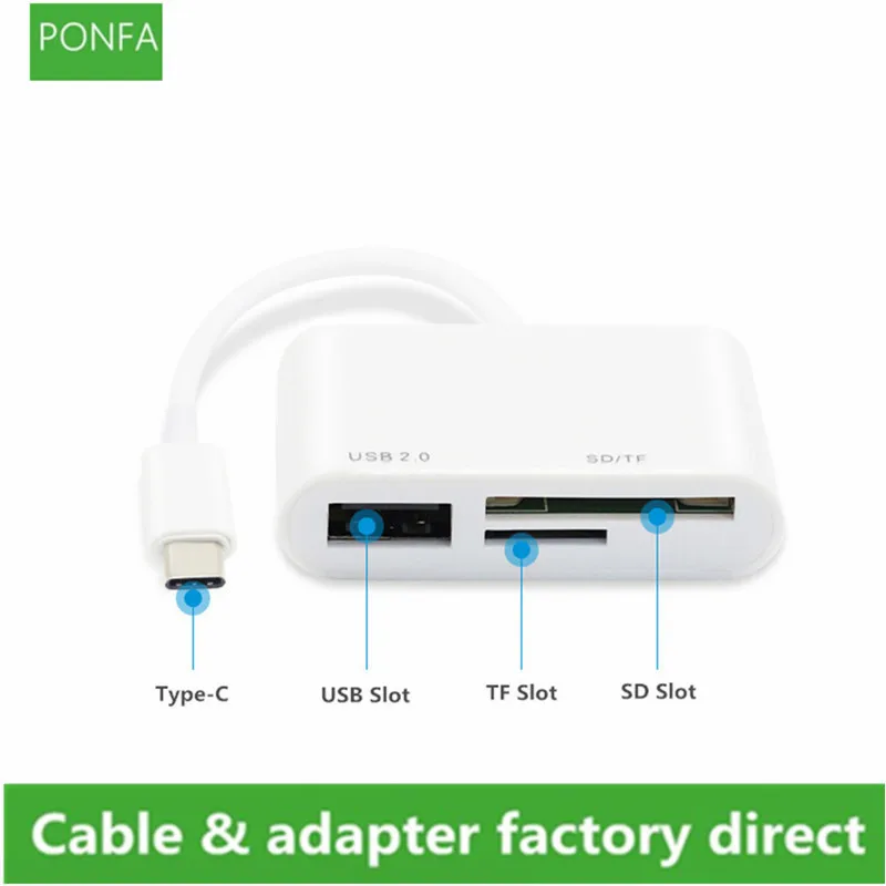 3 в 1 USB кардридер адаптер type C кабель SD/Micro SD TF камера подключение Смарт карты памяти для Macbook Pro type-C порт