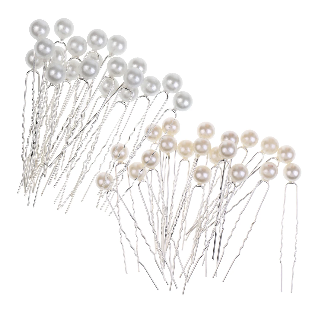 40 Pieces  Pearl Hair Pin Headpiece Fancy Hair Ornaments U Shaped Design