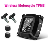 Draadloze Motorfiets Tpms Bandenspanningscontrolesysteem 2 Stuks Externe Sensor Lcd Tijd Display Tyre Temperatuur Monitor Alarm