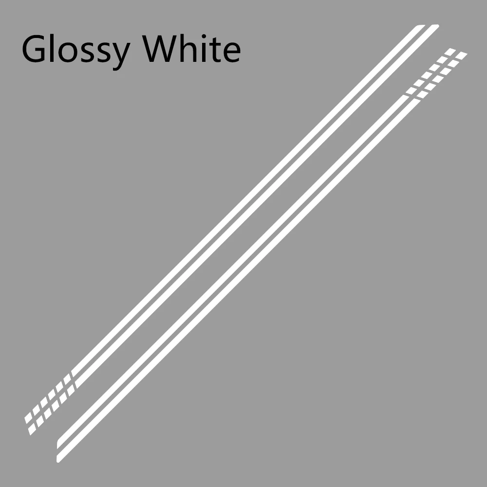 Glossy White 2 шт. для Fiat 500 автомобильные длинные боковые полосы наклейки Виниловая пленка Авто DIY Стайлинг декоративные наклейки автомобильные принадлежности для тюнинга - Название цвета: Glossy White