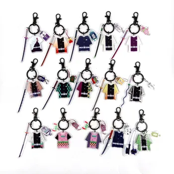 

Anime Demon Slayer Acrylic Keychain Brinco Blade Of Ghost Clothing Key Chain Kamado Tanjirou Pompom Yaiba Pendant Bag Keyring