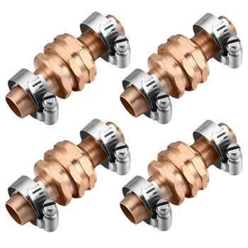 

4 Sets 5/8 Inch Aluminium Garden Hose Repair Mender with 8 Pieces Stainless Steel Clamp, Water Hose End Mender