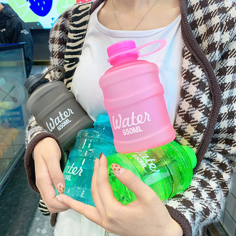 650ml Bucket Water Bottle Outdoor Plastic Water Bottle Mini Portable Sport Bottles Shaker Tour Fruit Drinking Bottle With Rope