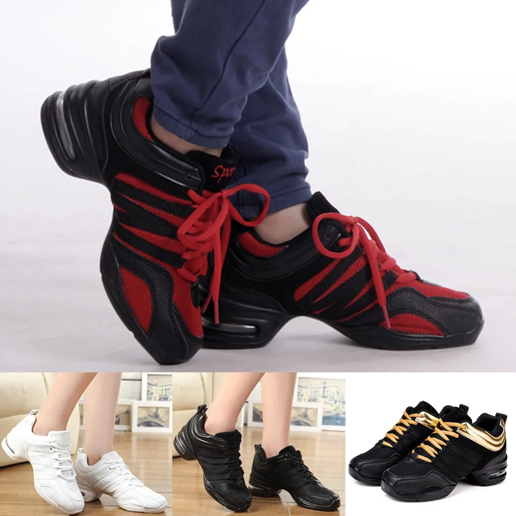 Танцевальная обувь для женщин; спортивные особенности; современный танцевальный Джаз; мягкая подошва; дышащая обувь для танцев; женские практичные кроссовки;# g4