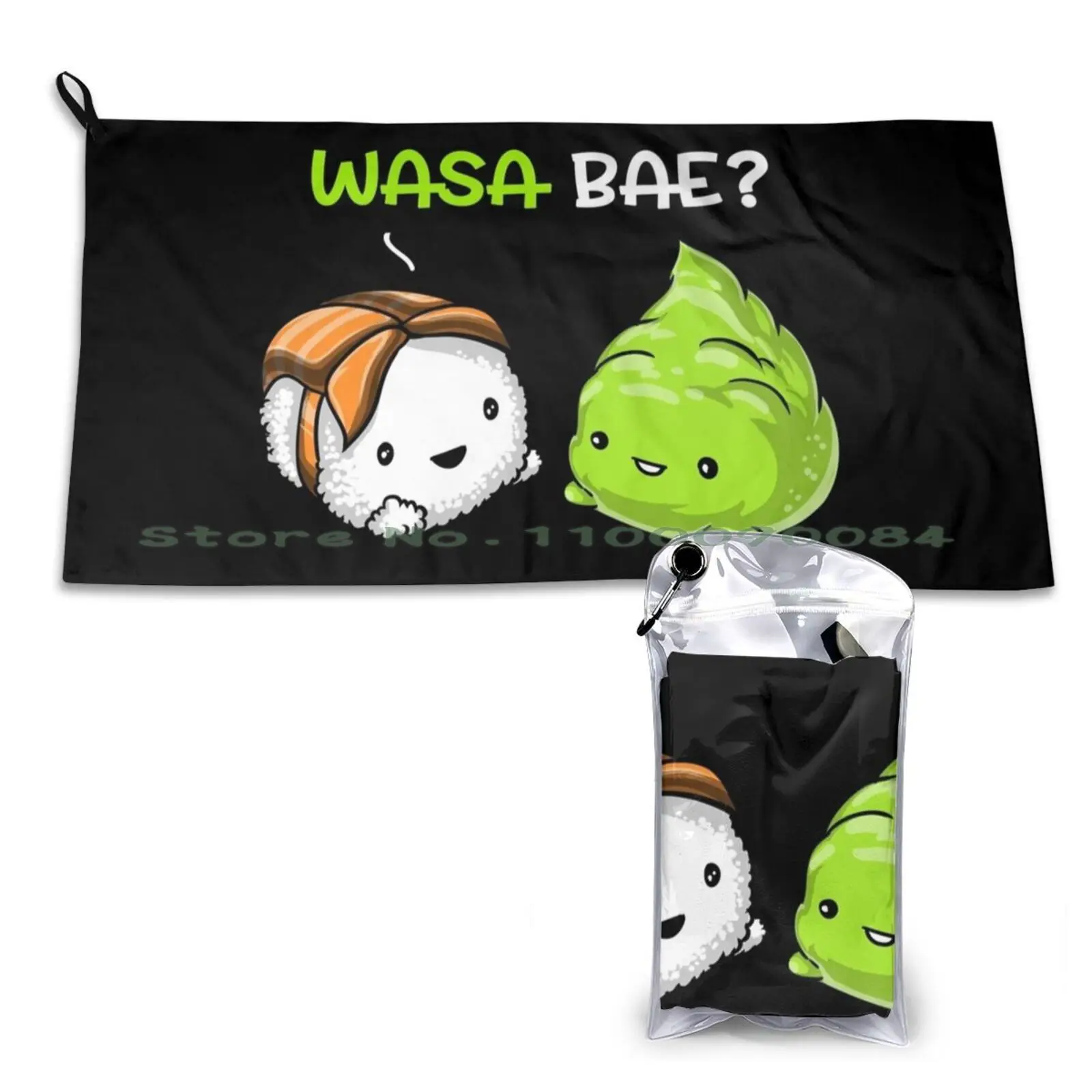 Sushi Wasabi Wasa Bae Quick Dry Towel Gym Sports Bath Portable Kawaii Sushi Sushi Lover Wasabi Sushi Pun Funny Sushi Japanese