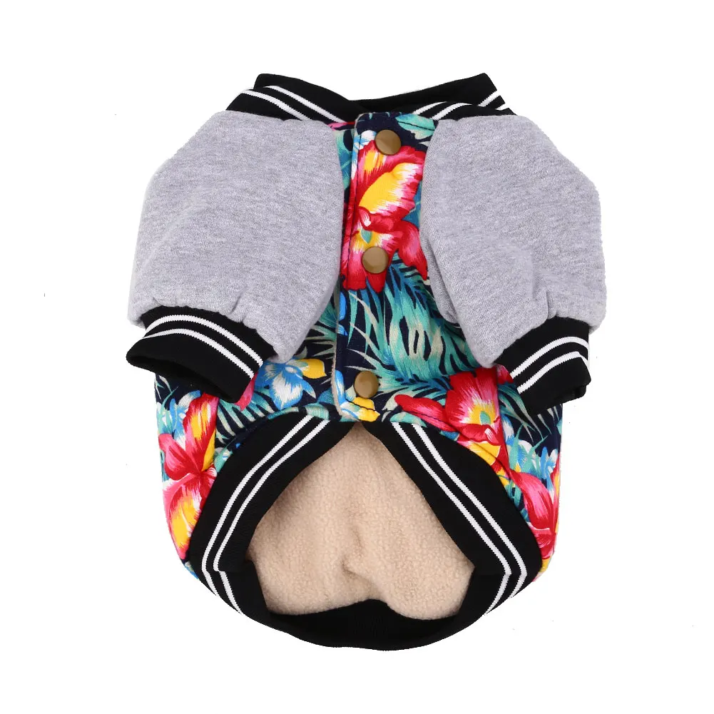 Pet Dog Winter Clothes Warm Coat Print Jacket Sweatshirt Soft Costume Clothing