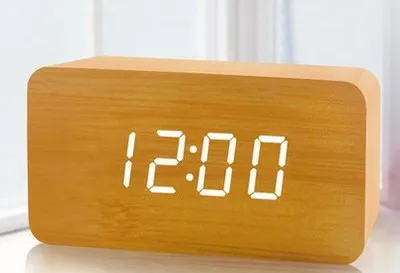 012 bamboo white lig Antique Style Wooden Clock Iuminous Black White Night About Art+ Date+ Time Clock Temporary Home Office - Цвет: 012 bamboo white lig