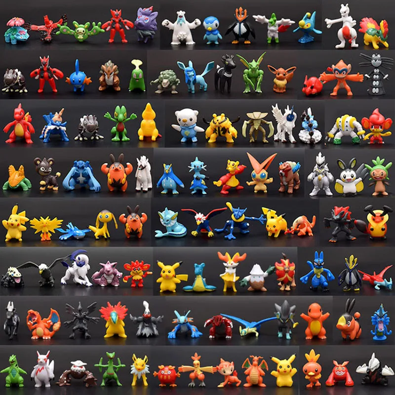 144 Pcs Anime Pikachu Pokemoned Figures Action Toys 2.5-3cm Mini Cartoon Collection Dolls Model For Children Kids Gift Wholesale