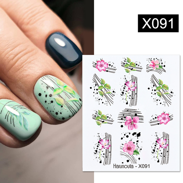 1 Sheet Nail Water Decals Transfer Lavender Spring Flower Leaves Nail Art Stickers Nail Art Manicure DIY