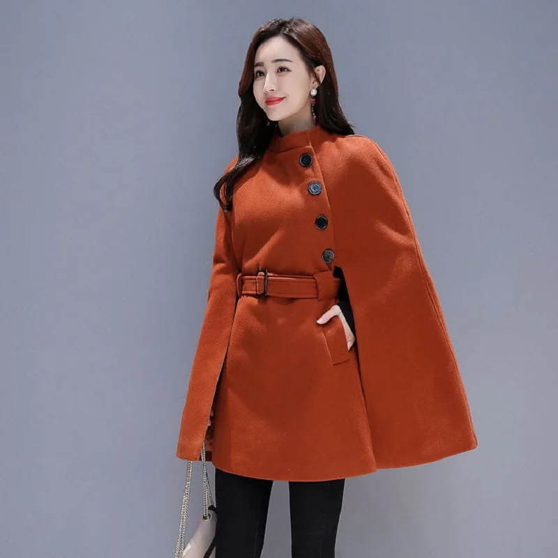 

spring/autumn women coats wool and blend jackets hepburn style capes fashion outerwear overcoats
