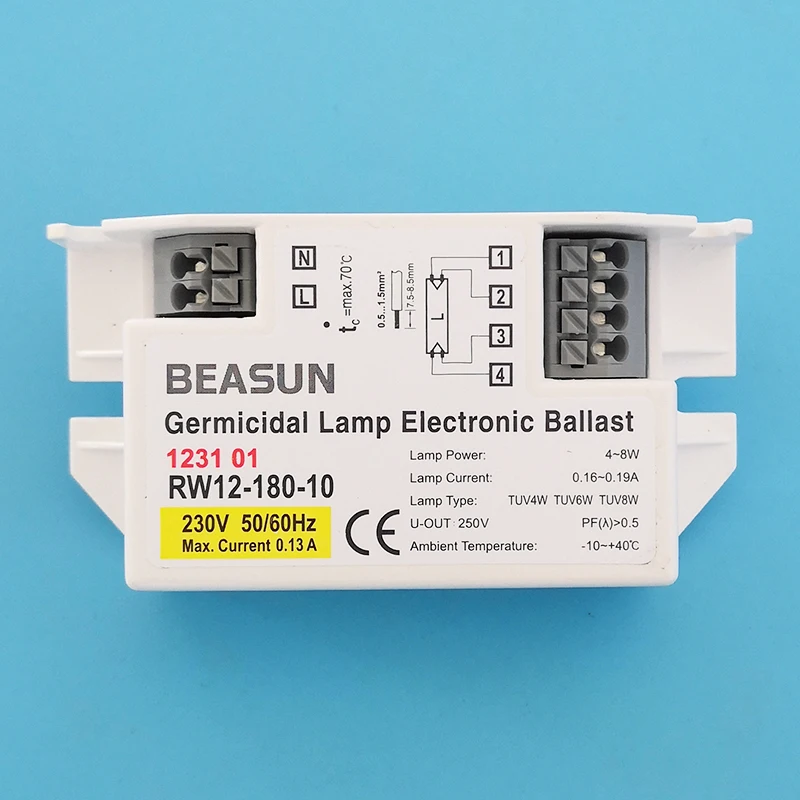 RW12-180-10 RW12-180-10A 120V 230V 4W-8W Germicidal UV Lamp Electronic Ballast for Lamp TUV4W TUV6W TUV8W