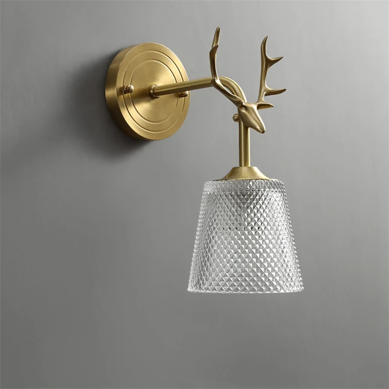 Nordic glass wall lights for home decor antlers bedroom lamps modern led beds living room