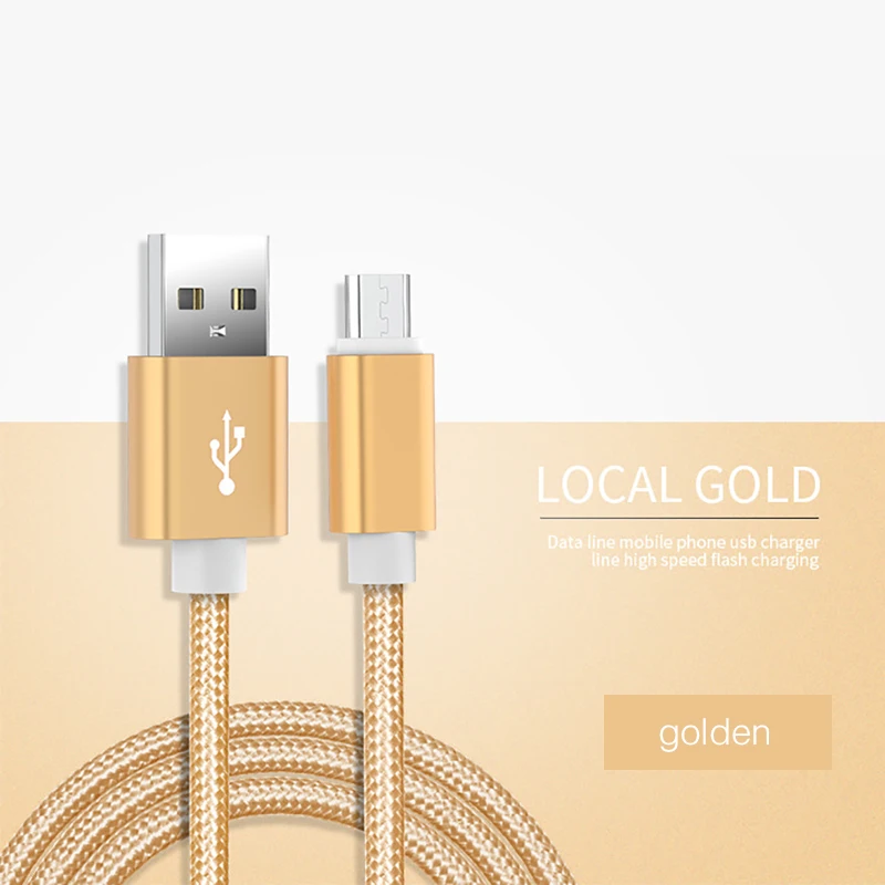 3M USB кабель с нейлоновой оплеткой 2.4A Быстрая зарядка USB микро кабель для samsung Note 6 huawei P9 Xiaomi Android зарядное устройство зарядный провод - Цвет: golden
