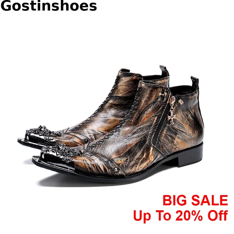 

Workwear Martin Boots Genuine Leather Luxury Style Men Ankle Boots Steel Cap Toe Boutique Men Casual Boots Fashionable