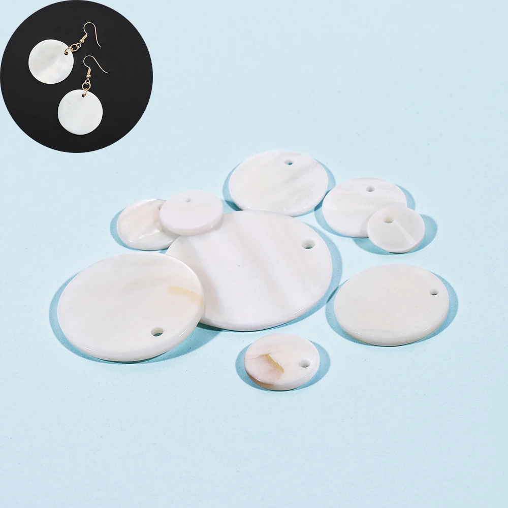 

10-30pcs/lot 8-30mm Natural Mother Pearl Shell Round Charms Pendant For DIY Necklace Earring Bracelet Jewelry Making Supplies