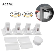 

New Magnetic Child Lock Children Protection Baby Safety Lock Kids Drawer Latch Cabinet Door Lock Limiter 4locks+1 key