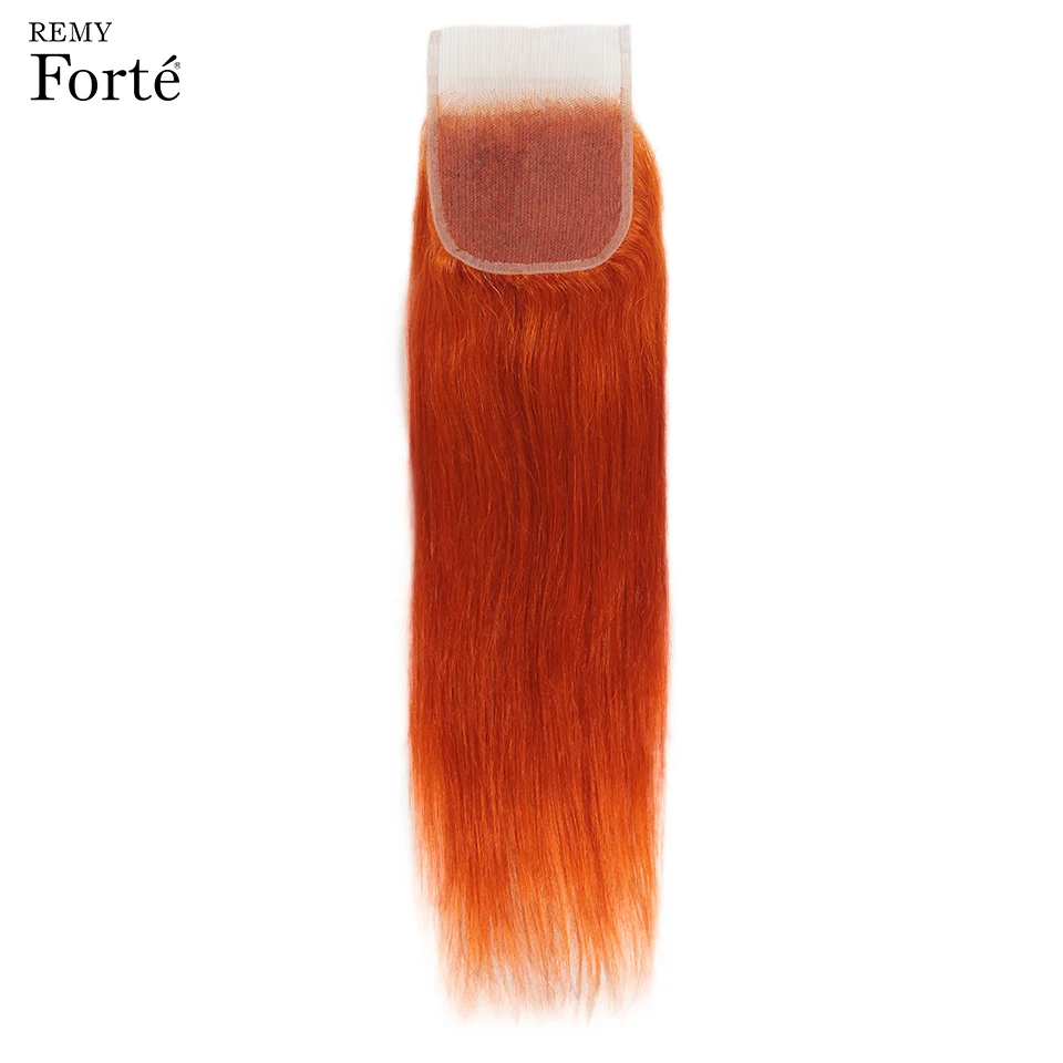 Remy Forte Straight Hair Bundles With Closure Blonde Bundles With Closure Brazilian Hair Weave Bundles 3/4 Bundles Orange hair