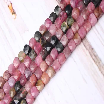 

Wholesale Color Tourmaline Natural Gemstone Bead Faceted Round Bead Bracelet Necklace Earring DIY Making
