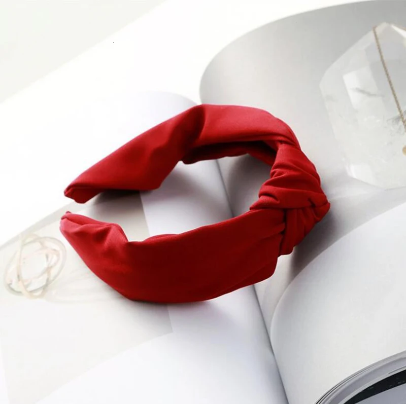 Корейский широкий тюрбан повязки с узлом для женщин Мода девушка белая граница повязки для волос лента для волос ювелирные изделия Аксессуары для волос