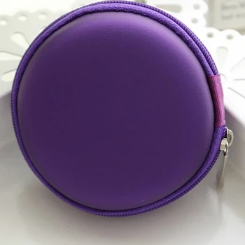 

1PC Zipper Waterproof Purple Data Line Cables Box Women Desk Clip Holder Storage EVA Earphone Wire Box(Without Earphone)