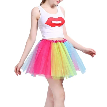 

Adult Solid Dance Mini Skirt Costumes Hard Pettiskirt Three-layer Tape With Cloth Skirts Womens 8 Colors