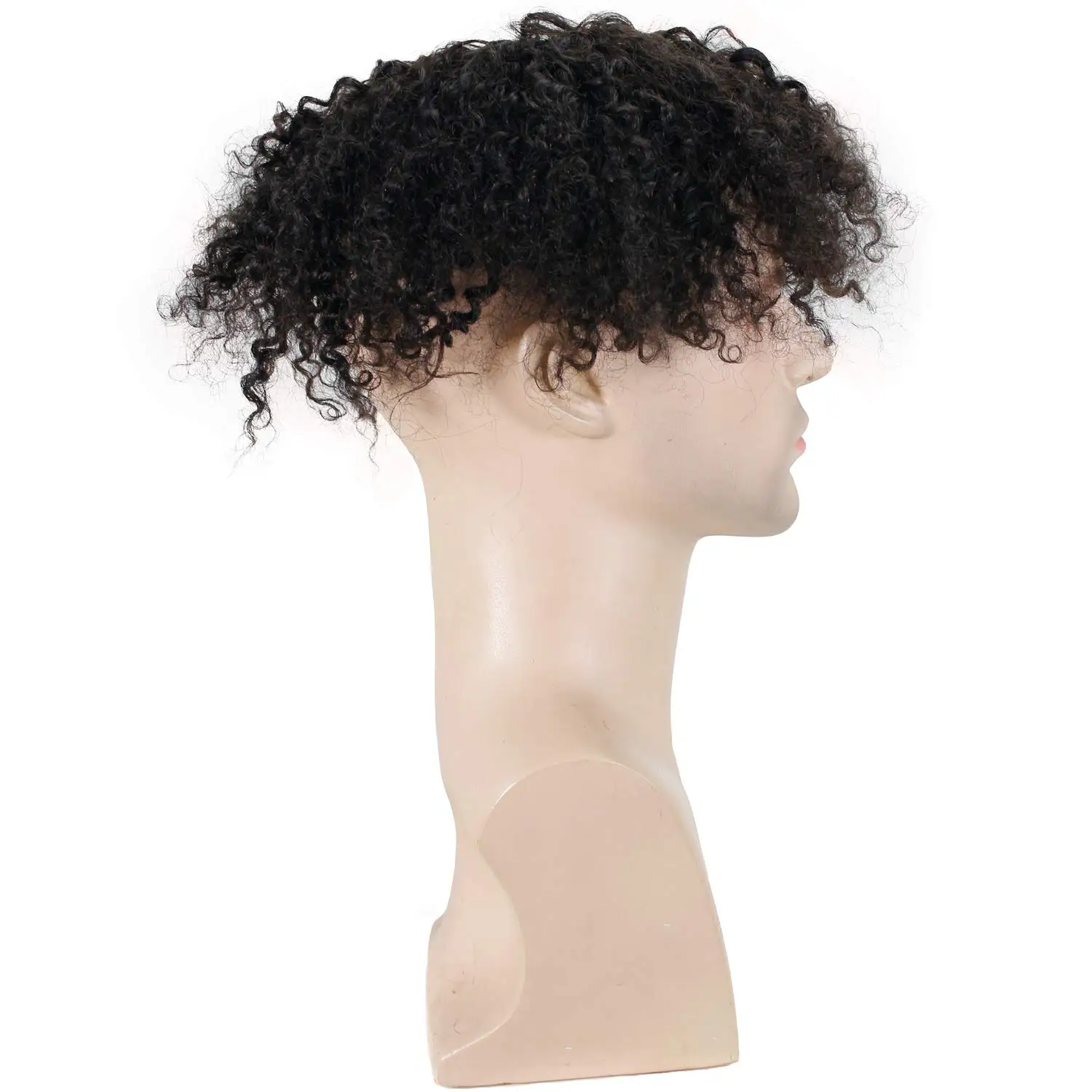 Kinky Curly Men's Toupee for Black Man 100%Human Hair Mono Lace Replacement African American Wig 10x8inch 1B black Remy Hair
