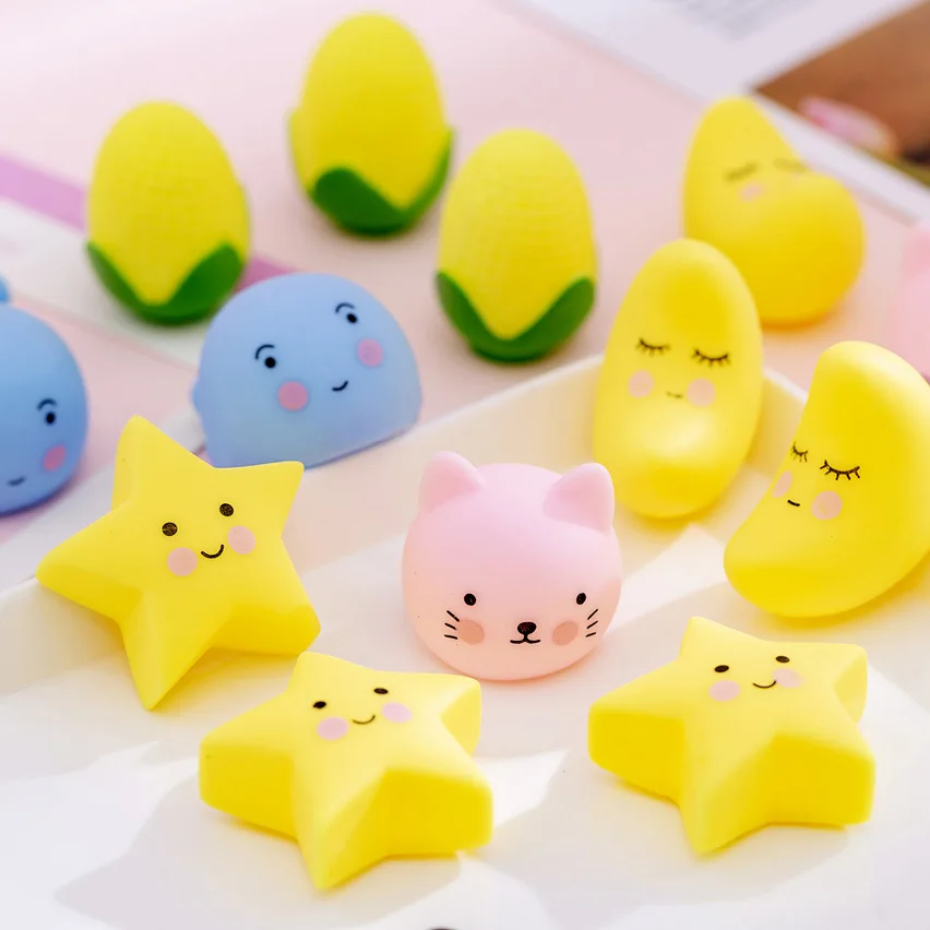 Mini Cute star cat Squishy squeeze sound Kawaii Heal Fun Kids Squeeze Toy for children Stress Relief Decor Silicone Cartoon Toys