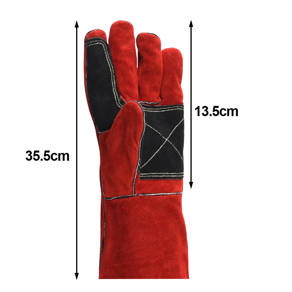 1 пара мягкие перчатки для сварки для защиты труда, противопожарные перчатки для барбекю, износостойкие перчатки из яловичного спилка, жаростойкие защитные перчатки из искусственной кожи