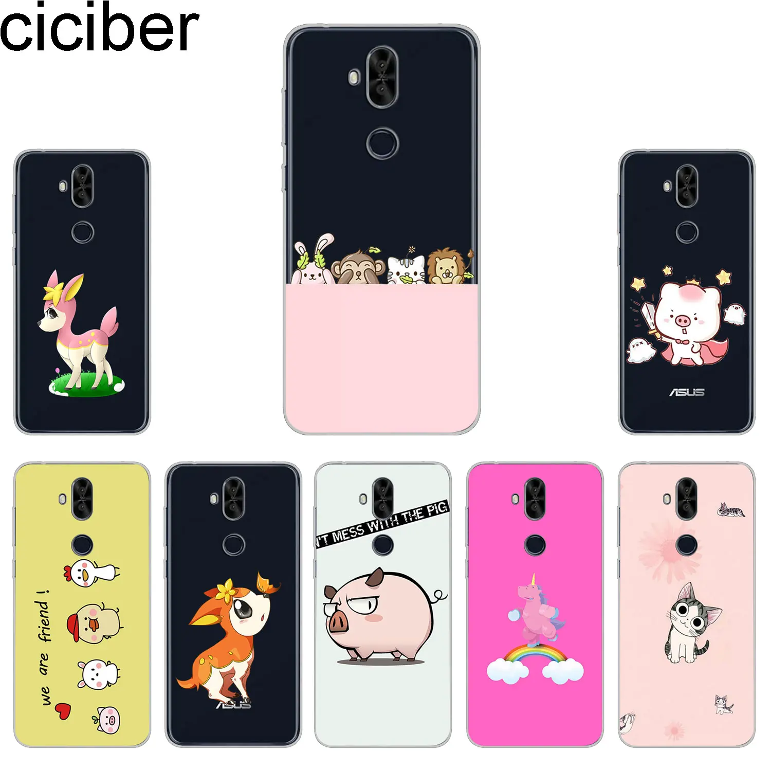 

ciciber Phone Cases For ASUS Zenfone 5 5Z 5Q Lite Max Plus (M1) Case Soft Cover ZE620KL ZS620KL ZC600KL ZB570TL Cute Animal Pig