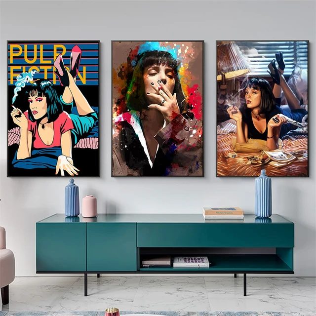 Quadri su tela classica commedia nera Film Pulp Fiction Cartoon Movie  Poster e stampa Wall Art Picture for Home Decoration - AliExpress