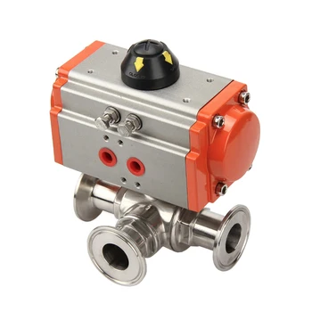 

Φ89 Sanitary-grade Pneumatic Fast-loading Three-way Ball Valve 304 Stainless Steel L Type ball Valve