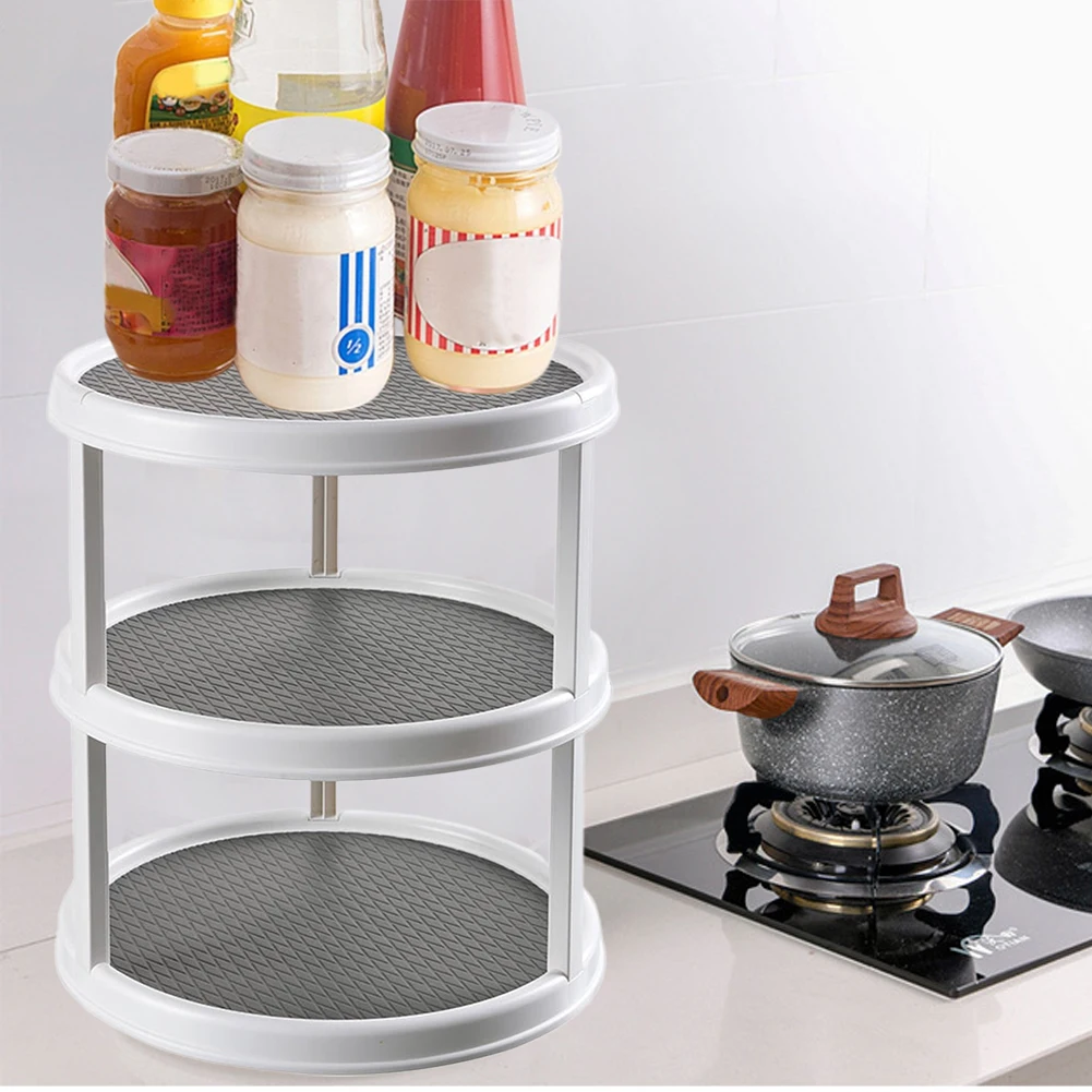 360 Degree Rotatable Space Saving ABS Storage Rack Stackable Anti Slip Durable Stable Bathroom Cabinet Large Capacity Kitchen