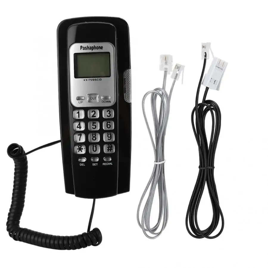 Черный Отель рубчатый телефон Офис висит стационарный телефон Проводные Caller ID Дисплей телефонной связи с ЖК-дисплей Экран Дисплей - Цвет: Черный