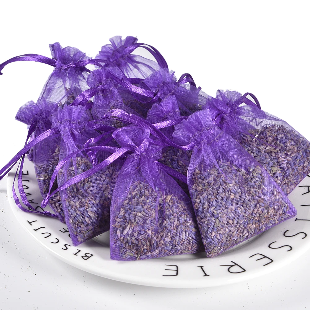 15Pcs Lavender Scented Sachets Bag Organza Bags Dried Flower Sachet Flower Buds Bags Aromatherapy Car Room Air Refreshing Sachet