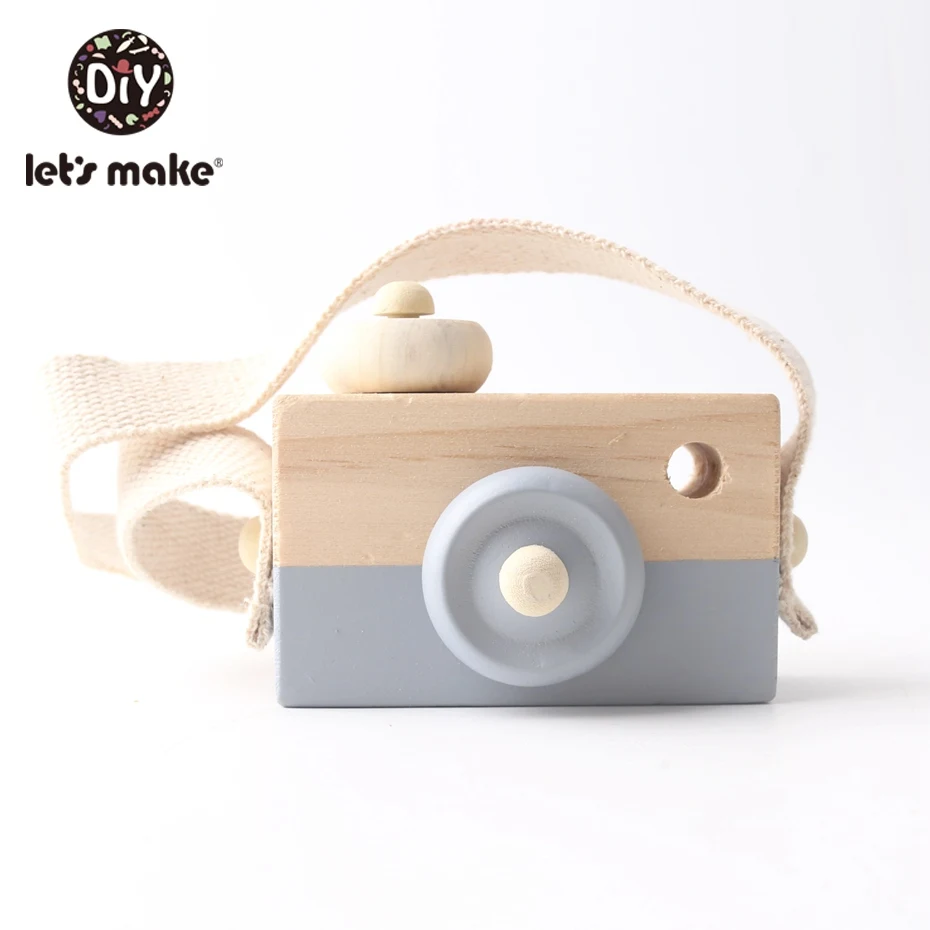 Let'S Make 1Pc Wooden Baby Toys Fashion Camera Wood Pendants Montessori Toys For Kids Wooden Diy Present Nursing Gift Baby Block - Цвет: 3