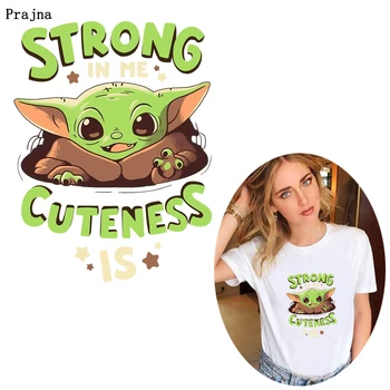 

Prajna The Mandalorian Baby Yoda Stickers Patches Iron On Transfers For Kids T-shirt Hoodies Applique Stickers For Clothes Decor